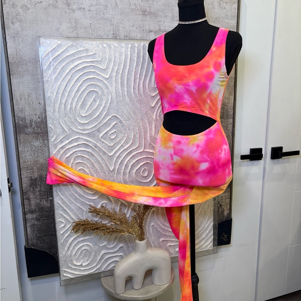 Vibrant Pink and Orange Tie-Dye Jumpsuit